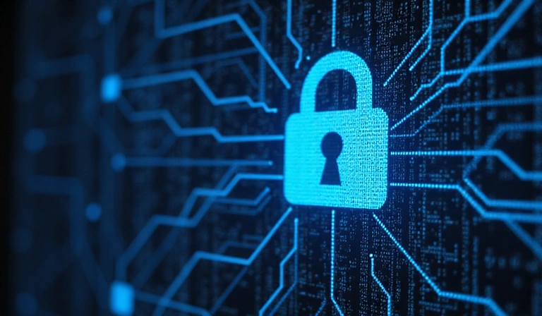 Digital security lock icon