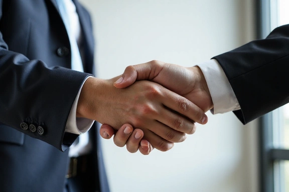 Kézfogás, megállapodást szimbolizálva