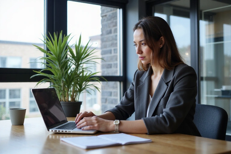 Egy személy, aki online konzultáción vesz részt laptoppal